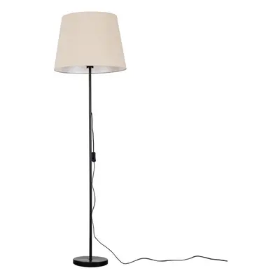 Modern Standard Floor Lamp in a Black Metal Finish with an Extra Large Beige Tapered Light Shade