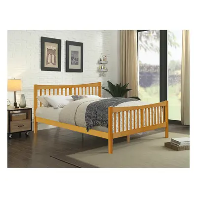 (Caramel, With Amelia Mattress) 5ft Solid Wooden Bedframe in Caramel or White