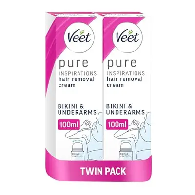 Hair Removal Cream, Bikini & Underarms, Sensitive Skin,100ml (Pack of 2, 200ml), Domed Applicato