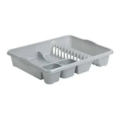 High Grade Extra Large Plastic Dish Drainer Plate and Cutlery Rack in Silver