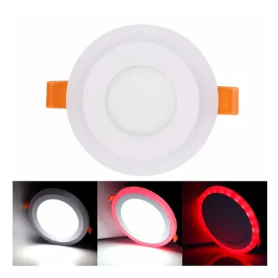 (cool white+red) 6W RGB Dual Color LED Recessed Ceiling Round Panel Down Light Lamp