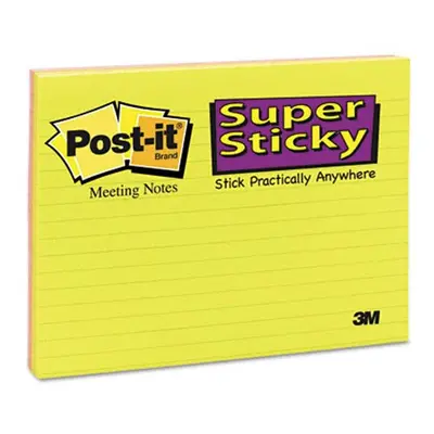 3M 6845SSPL Super Sticky Large Format Notes 8x6 Four Colors Four 45-Sheet Pads Pack