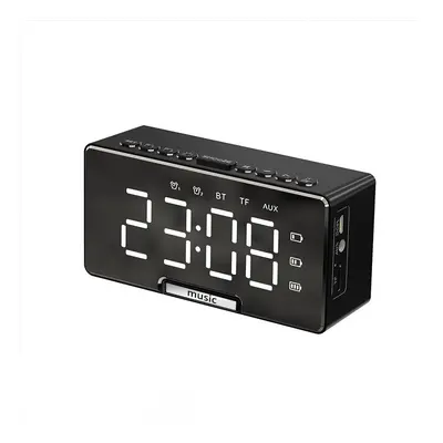 (Black) LED Alarm Clock Speaker Luminous Multi-function Retro Bluetooth 5.0 Loudspeaker for Home