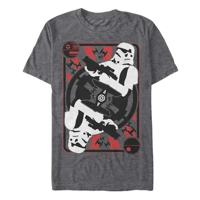 STAR WARS Men's Stormtrooper Death Star Card T-Shirt - Charcoal Heathe