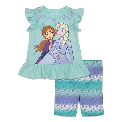 Disney Frozen Elsa Princess Anna Little Girls Graphic T-Shirt and Shor