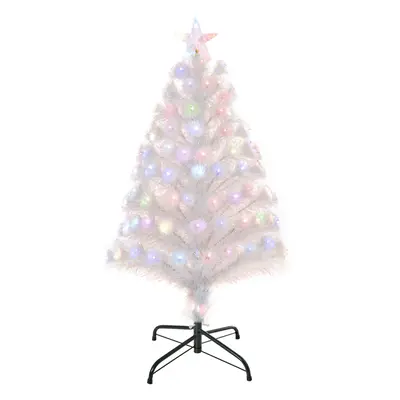 HOMCOM 3FT Pre-Lit Artificial Christmas Tree w/ Fibre Optic Xmas -White