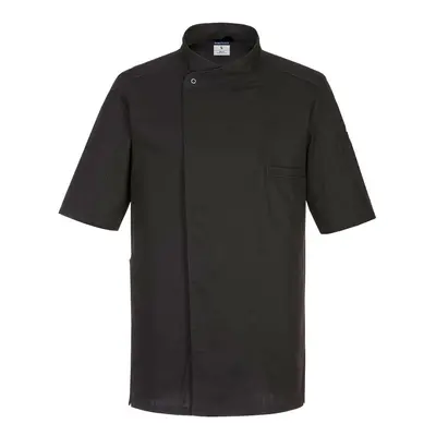 (M, Black) Portwest Mens Surrey Short-Sleeved Chef Jacket