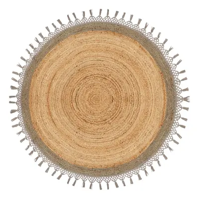 Round Jute Area Rug cm Beige and Grey MARTS