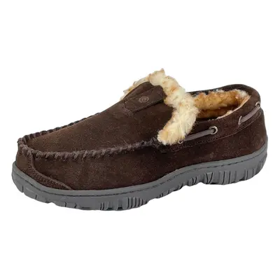 Clarks Men's Venetian Moccasin Faux Fur Slipper DARK BROWN M