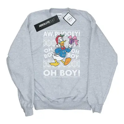 (XXL, Heather Grey) Disney Womens/Ladies Donald Duck Christmas Fair Isle Sweatshirt