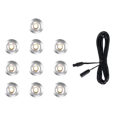 Pack of 15mm Warm White LED Round IP67 Rated Garden Decking/Kitchen Plinth Lights Kit - Complete