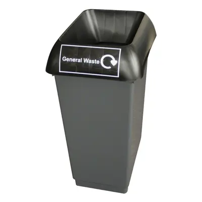 (Black Lid & General Waste Logo) Litre Recycling Bin With Coloured Lid