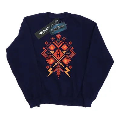 (S, Navy Blue) Harry Potter Mens Christmas Fair Isle Sweatshirt