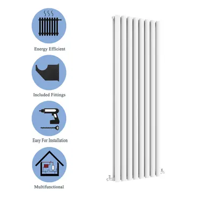 (Double, 1800x472mm) White Single/Double Oval Column Radiator