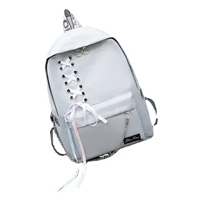 (Grey) 15L Canvas Backpack Student School Rucksack Shoulder Bag Outdoor Travel