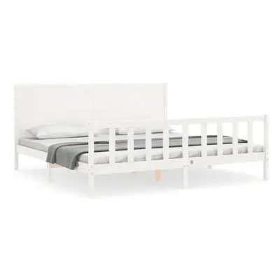 (white, x cm) vidaXL Bed Frame Bed Base Platform Bed with Headboard Small Single Solid Wood