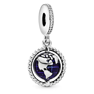 PANDORA Jewelry Spinning Globe Dangle Cubic Zirconia Charm in Sterling Silver No Box