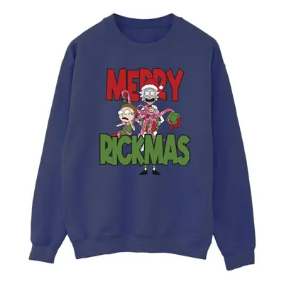 (3XL, Navy Blue) Rick And Morty Mens Merry Rickmas Sweatshirt