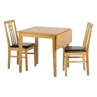 Seconique Vienna Seater Drop Leaf Dining Set - Medium Oak & Brown Faux Leather