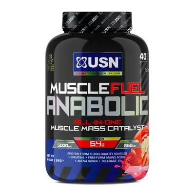 USN Muscle Fuel Anabolic Strawberry All-in-one Protein Powder Shake (2kg): Workout-Boosting, Ana