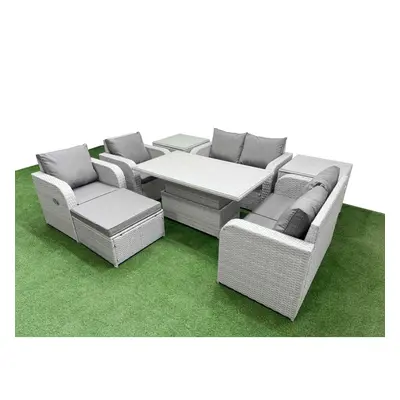 Fimous Seater Outdoor Reclining Chair Love Sofa Set Rattan Garden Furniture Set with Adjustable 