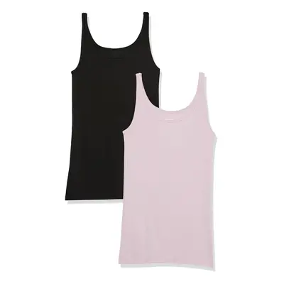 Womens Slim-Fit Thin Strap Tank, Pack of 2, BlackLilac, Small