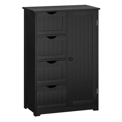 Bathroom Floor Cabinet w/ Cupboard & Drawers Free Standing Living Room Black