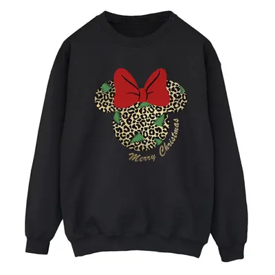 (XL, Black) Disney Womens/Ladies Minnie Mouse Leopard Christmas Sweatshirt