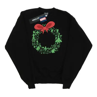 (M, Black) Marvel Womens/Ladies Avengers Christmas Wreath Sweatshirt