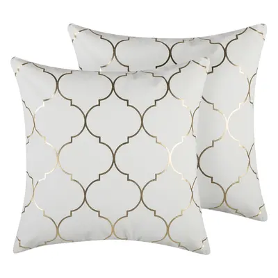 Set of Decorative Cushions ALYSSUM Cotton x cm White Trellis Pattern