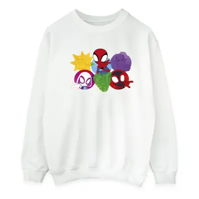 (M, White) Marvel Mens Spidey And His Amazing Friends Faces Sweatshirt