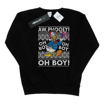 (M, Black) Disney Womens/Ladies Donald Duck Christmas Fair Isle Sweatshirt