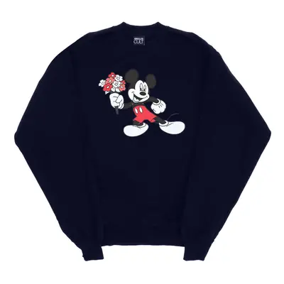 (S, Navy Blue) Disney Mens Mickey Mouse Flower Sweatshirt