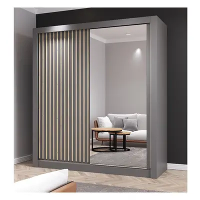 (GREY, 150CM) FHI-kingston Modern Sliding Door Wardrobe