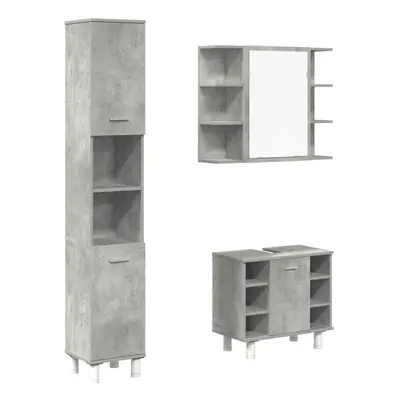 vidaXL Piece Bathroom Furniture Set Concrete Grey Engineered Wood