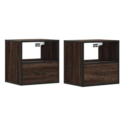 (brown oak, pcs) vidaXL Wall-mounted Bedside Cabinet Smoked Oak 40x31x39.5 cm cabinet