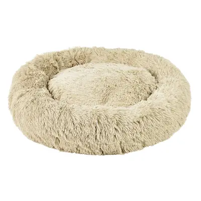 (Medium, Cream) Plush Donut Dog Bed Anti Anxiety Calming Pet Bed