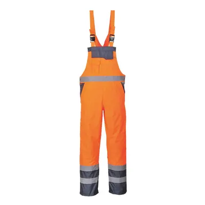 (M, Orange/Navy) Portwest Mens Rain Contrast Hi-Vis Safety Bib And Brace Overall