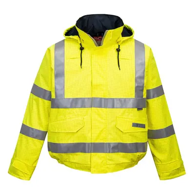 (5XL, Yellow) Portwest Mens Hi-Vis Bizflame Rain Anti-Static Bomber Jacket