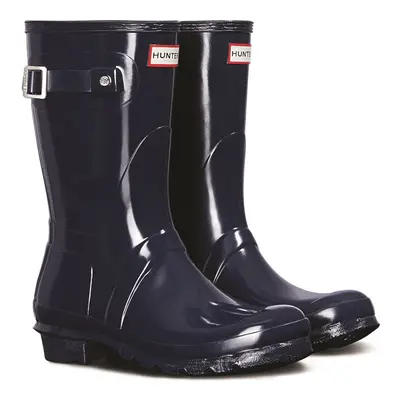 (Blue, (Adults')) Hunter Original Short Gloss Rubber Women's Navy Wellington Boots