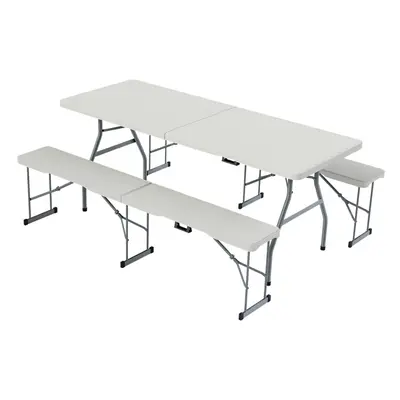 Indoor Outdoor Garden Folding Table 6ft & Folding Benches