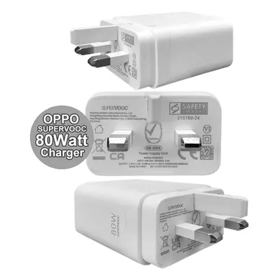 Original OPPO SuperVooc 80Watt Rapid Fast Pin UK Charger VCB8JAYH Plug Head Only