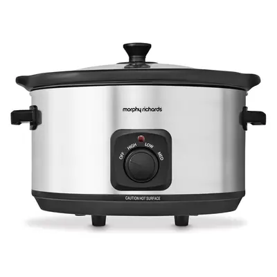 (6.5 Litres, Brushed Steel) 6.5L Slow Cooker, Ceramic Pot, Cooking Settings, Easy Clean, Silver,