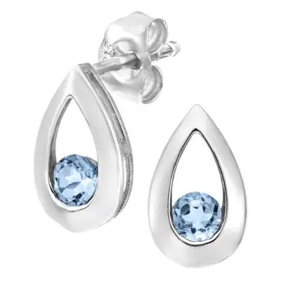 Jewelco London 9ct White Gold Round 0.32ct Blue Topaz Teardrop Drop Earrings - PE0AXL1804WBT