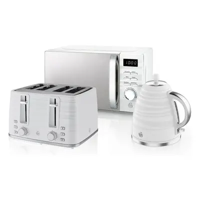 Swan Symphony 1.7L Jug Kettle, Slice Toaster 1.6kW & Digital Microwave 700W