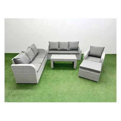 Fimous Seater Poly Rattan Outdoor Garden Furniture Oblong Coffee Table Sofa Set Patio Seater Sof