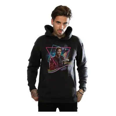 (M, Black) Marvel Mens Guardians Of The Galaxy Neon Star Lord Hoodie