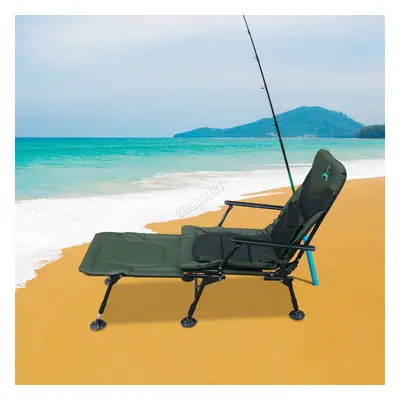 CARPZILLA Portable Folding Fishing Chair with Footrest 170Â° Recline Extend Green