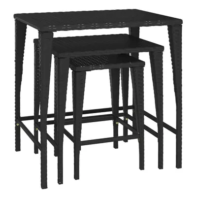 (black) vidaXL Nesting Tables Nesting Coffee Table Side End Table pcs Poly Rattan