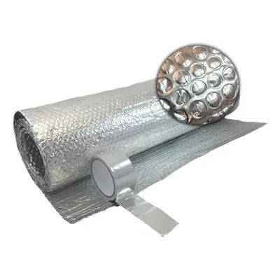 Free Tape 1.2m x 20m Double Foil Insulation Aluminium Bubble Loft Caravan Wall